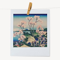 Katsushika Hokusai's famous cherry blossom painting, instant photo, remixed by rawpixel