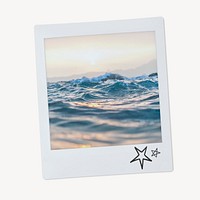 Ocean wave instant photo, summer aesthetic image
