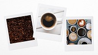 Coffee aesthetic mood board, instant photo films