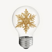 Gold snowflake in light bulb Christmas creative remix