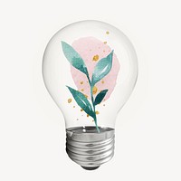 Aesthetic leaf bulb, botanical graphic psd