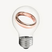 Rose gold wedding ring in light bulb creative remix