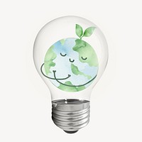 Environmental globe bulb, eco planet concept psd