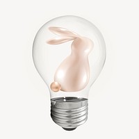 3D bunny sticker, light bulb Easter creative remix psd