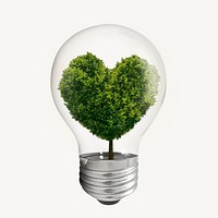 Heart tree bulb, environmental friendly symbol graphic psd