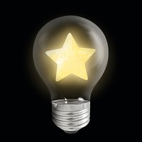 Glowing star icon light bulb, favorite symbol graphic