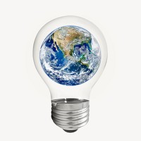 Earth in light bulb, environment graphic psd