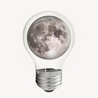 Aesthetic moon sticker, light bulb art psd