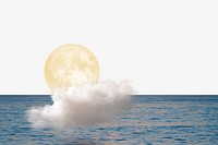 Full moon background, rising over a sea