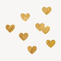 Sparkly hearts clipart, gold aesthetic design vector