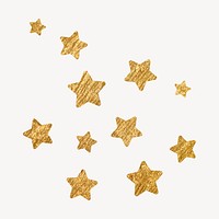 Gold aesthetic stars sticker, glittery shape psd