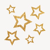 Gold aesthetic stars sticker, glittery shape psd