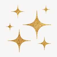 Gold sparkle sticker, metallic effect in aesthetic design psd