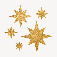 Metallic starburst icon clipart, gold geometric shape vector