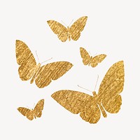 Gold butterflies silhouette clipart, metallic aesthetic graphic vector