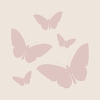 Pastel butterflies silhouette sticker, aesthetic tattoo graphic psd