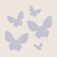 Pastel butterflies silhouette clipart, aesthetic tattoo graphic