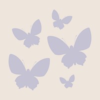 Pastel butterflies silhouette sticker, aesthetic tattoo graphic psd