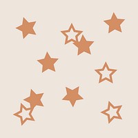 Brown stars sticker, cute pastel shape graphic psd