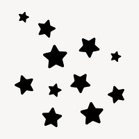 Black stars clipart, flat shape graphic