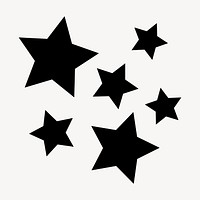 Black stars clipart, flat shape graphic