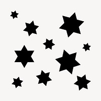 Black stars clipart, flat shape graphic vector