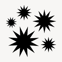 Black sunburst icon clipart, flat geometric shape vector