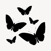 Butterflies silhouette sticker, flat insect graphic psd