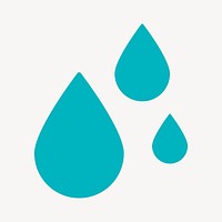 Blue water drop sticker, flat icon design psd