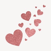Pink glittery hearts clipart, aesthetic Valentine's graphic