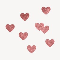 Sparkly hearts sticker, pink aesthetic design psd