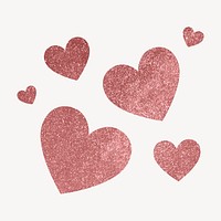 Sparkly hearts clipart, pink aesthetic design vector