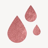 Glittery water drop sticker, pink aesthetic shape psd