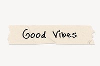 Good vibes word, paper tape collage element psd