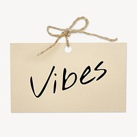Vibes word, brown paper with string ribbon clipart