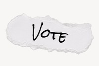 Vote word, ripped paper, white clipart