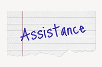 Assistance word, lined note paper collage element psd