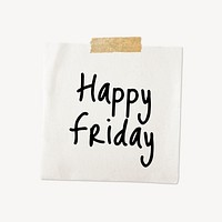 Happy friday word typography, memo note paper clipart