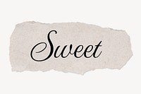 Sweet word, torn paper, beige ephemera clipart