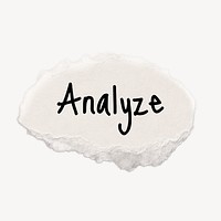 Analyze word typography, torn paper craft clipart