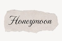 Honeymoon word typography, torn paper craft clipart