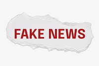 Fake news word typography, white paper clipart