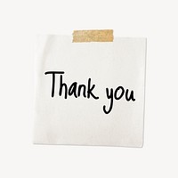 Thank you word typography, memo note paper clipart