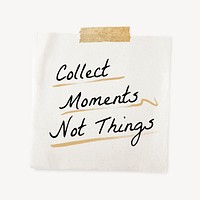 Taped paper template, sticky note stationery with editable quote psd, collect moments not things