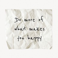 Crumpled paper template, DIY stationery with editable quote psd, do more of what makes you happy