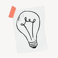 Light bulb png doodle, stationery paper, illustration, off white design psd