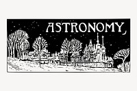 Astronomy towers clipart, vintage illustration. Free public domain CC0 image.