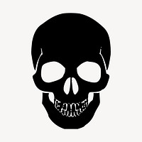 Black human skull clipart, Halloween illustration vector. Free public domain CC0 image.