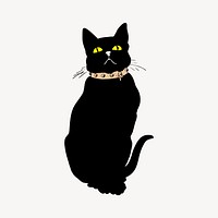 Black cat clipart, animal illustration vector. Free public domain CC0 image.