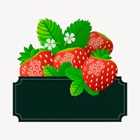 Strawberries frame sticker, fruit illustration psd. Free public domain CC0 image.